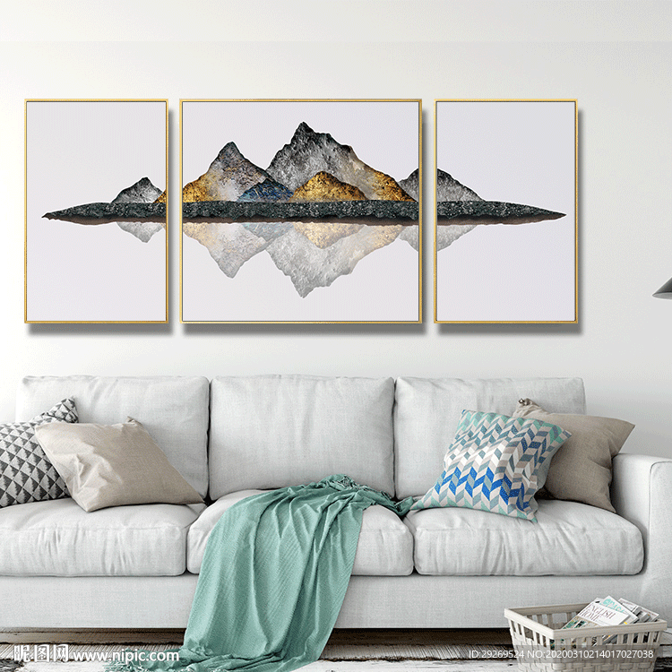 新中式简约抽象山峰装饰画