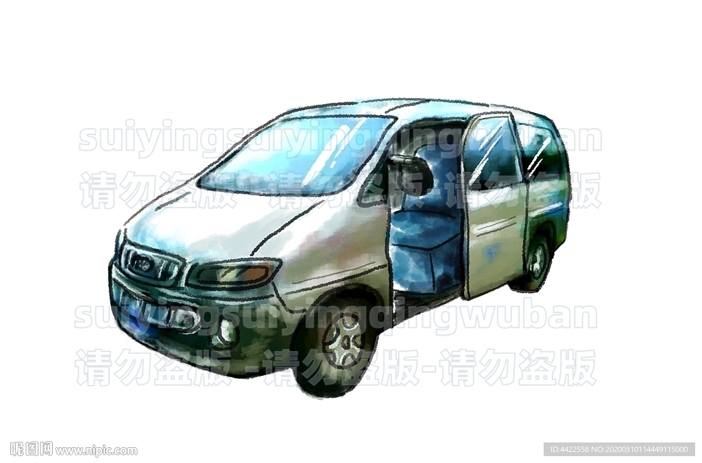 水彩商务车