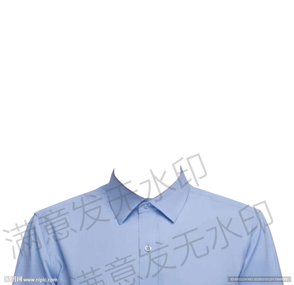 男士蓝色衬衫模板证件照