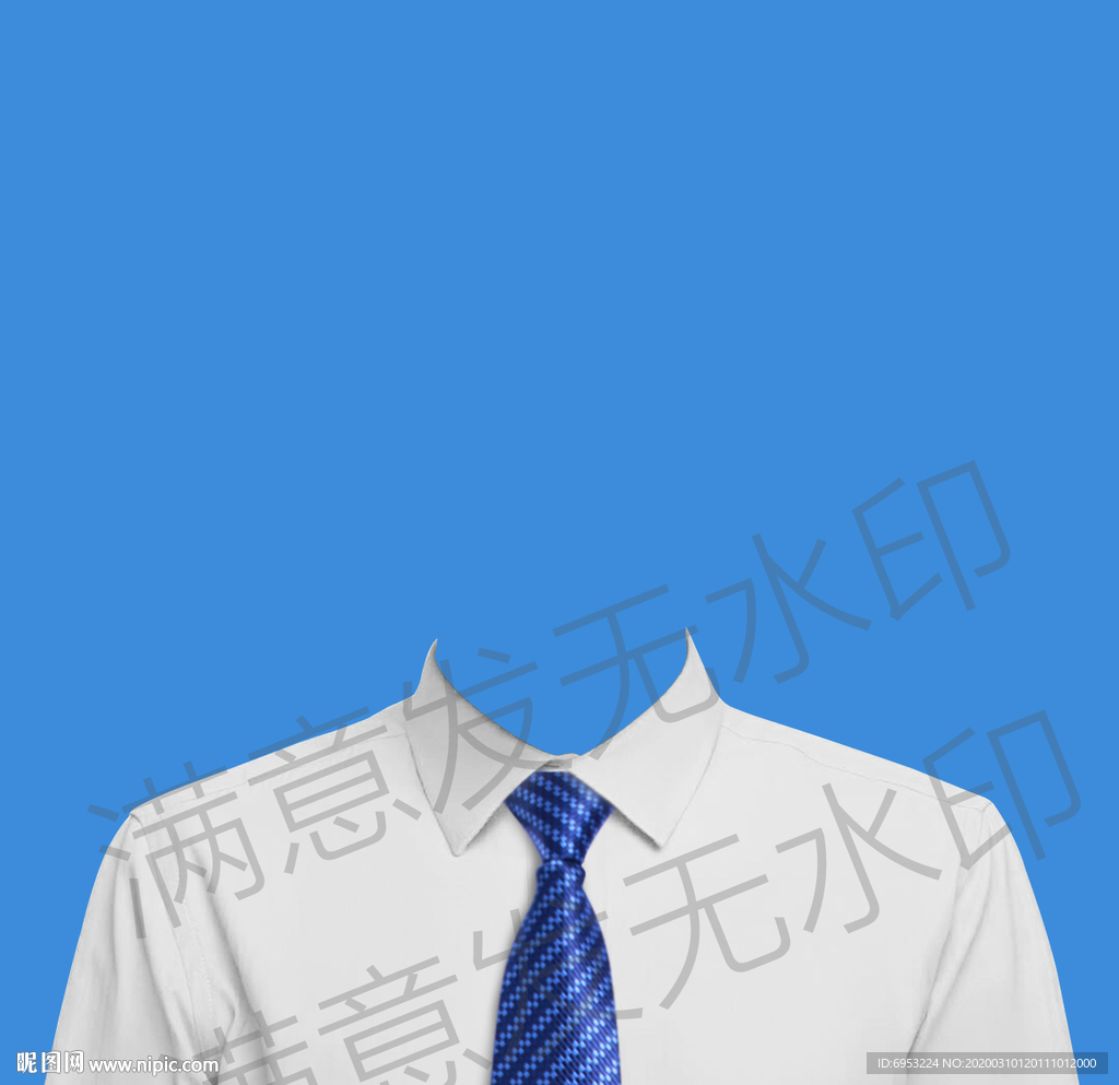 蓝色领带白衬衫证件照素材