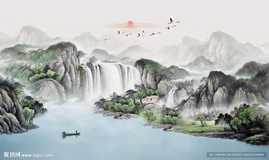 水墨山水背景墙