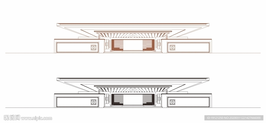 新中式建筑线稿