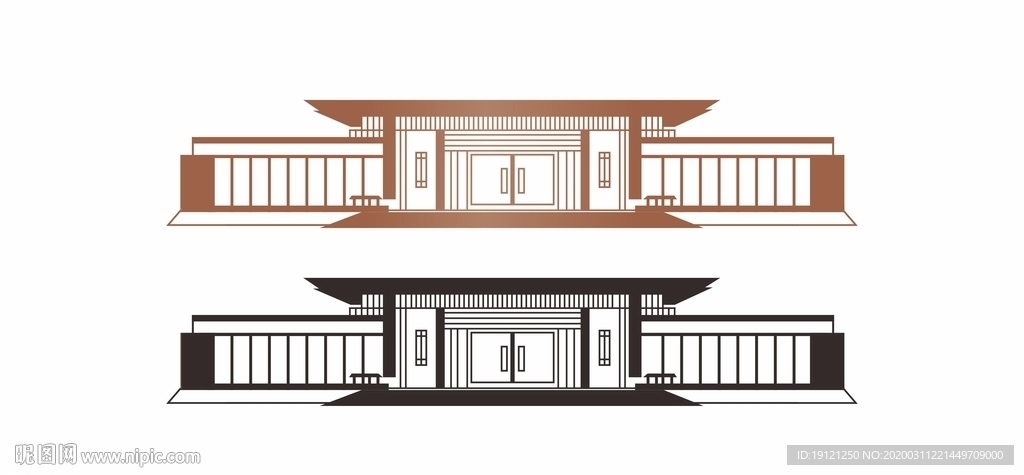 新中式建筑线稿