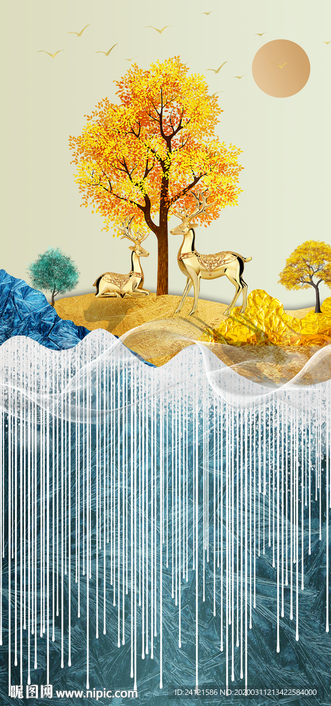 晶瓷画麋鹿森林