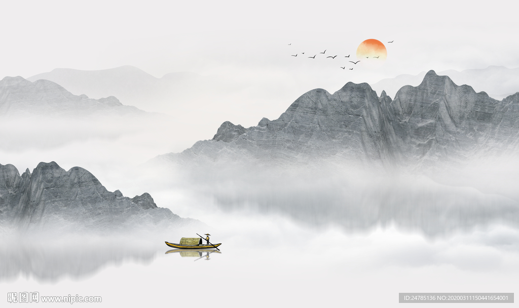 意境水墨山水画