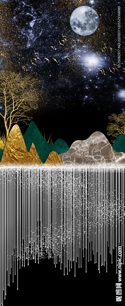 新中式抽象玄关装饰画