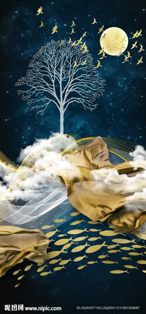 新中式抽象线条玄关装饰画