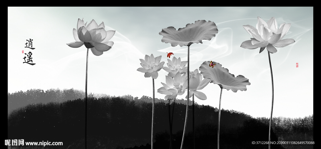 高雅荷花装饰画