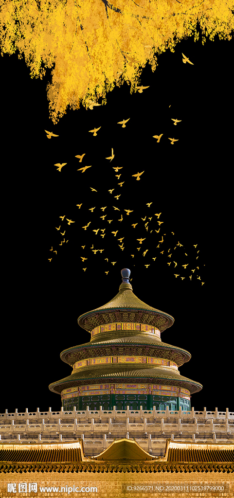 新中式故宫飞鸟玄关装饰画