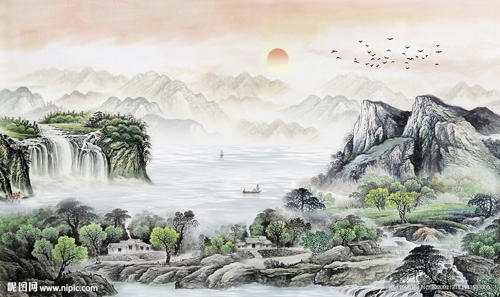 中国风山水背景墙