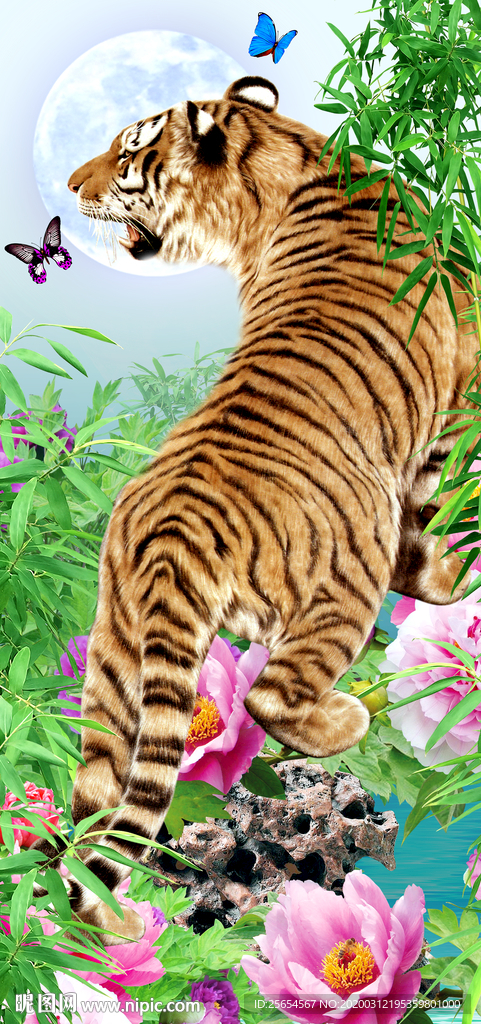 猛虎图玄关壁画