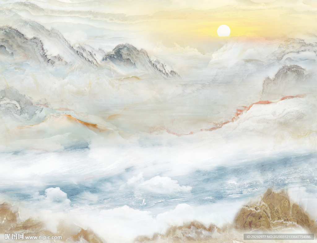 大理石纹山水背景墙