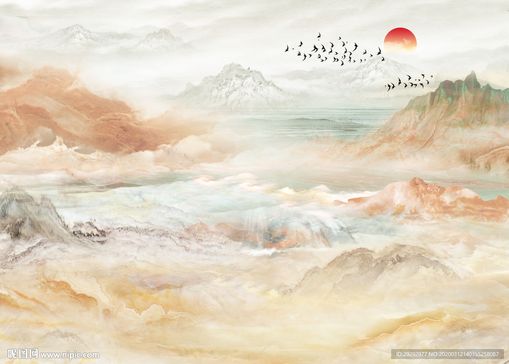 大理石纹山水背景墙