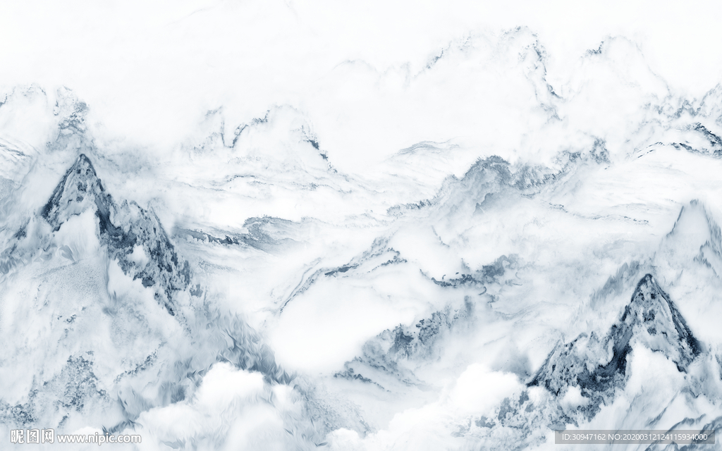 高清蓝色石材山水 TIF分层