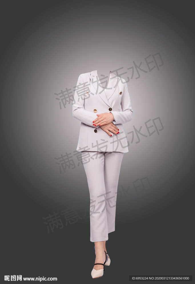 女性白色正装模板形象照