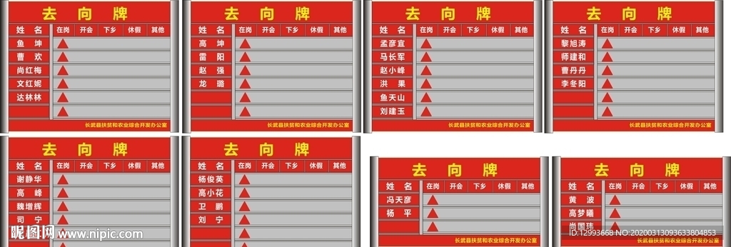 政府人员去向牌