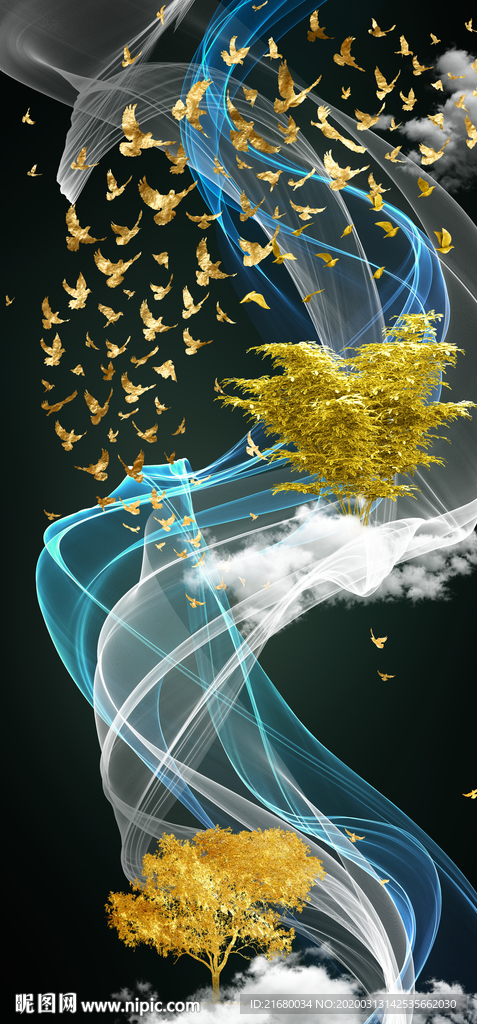 新中式抽象线条玄关装饰画