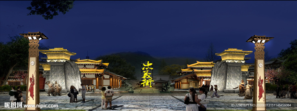景观汉阙入口照明亮化