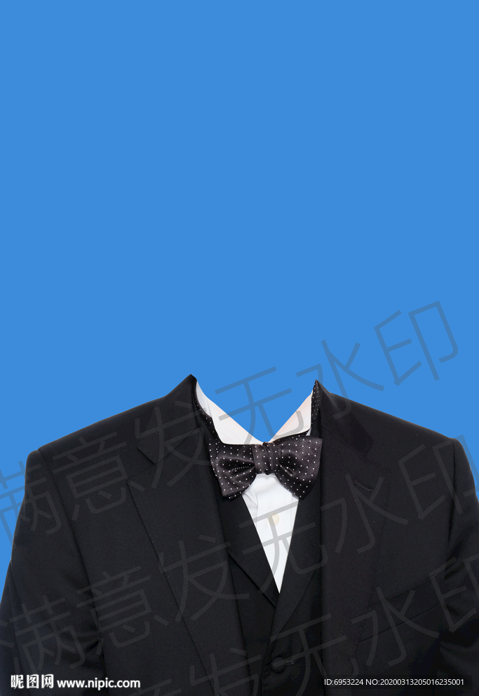 领结男生西装证件照模板