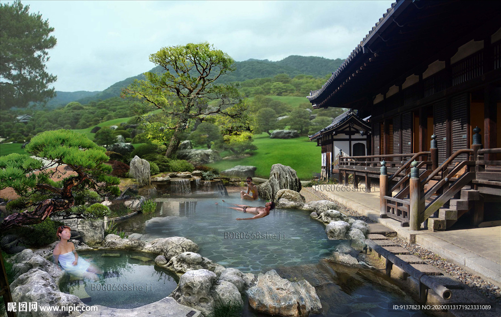 日式温泉景观
