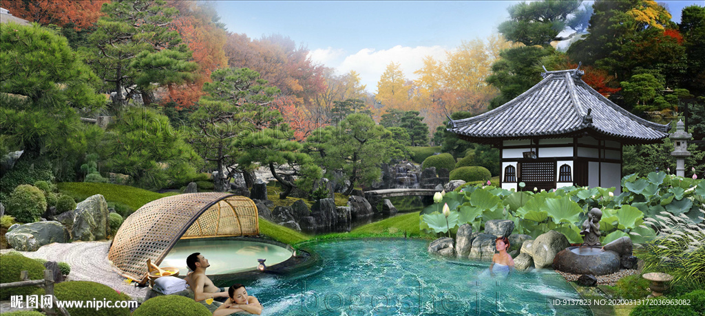 日式温泉景观