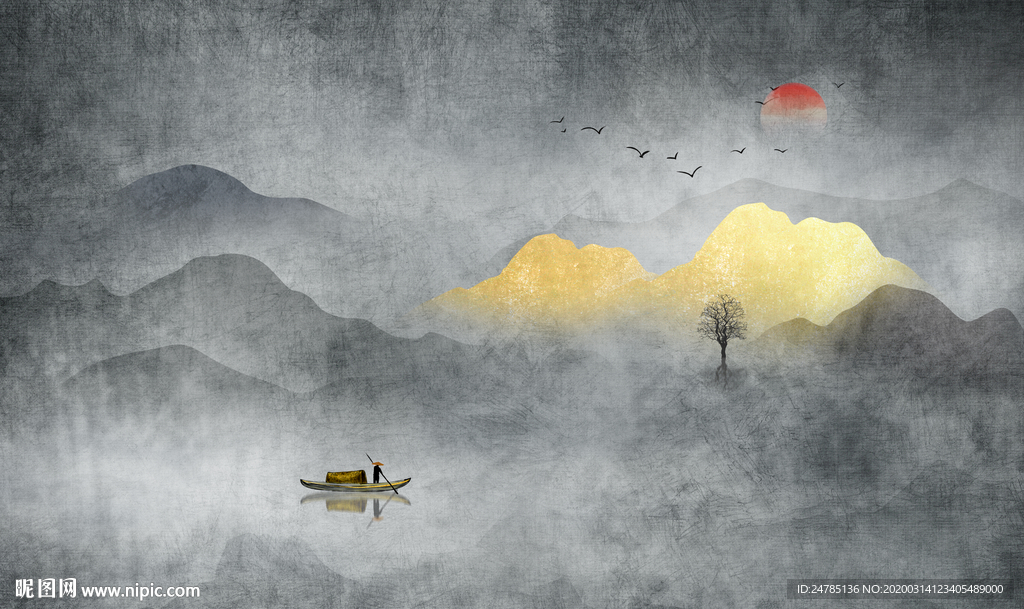 意境水墨山水画