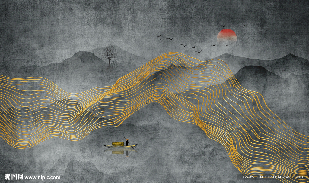 线条山水画