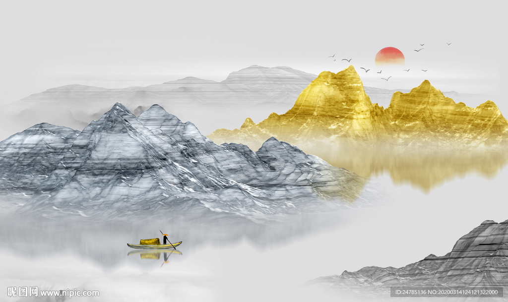 意境水墨山水画