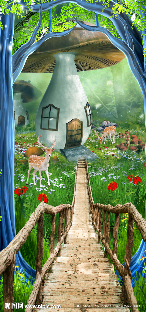 梦幻森林童话玄关背景墙