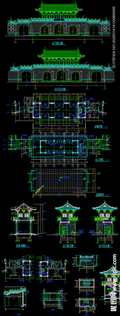 仿古山门建筑施工图