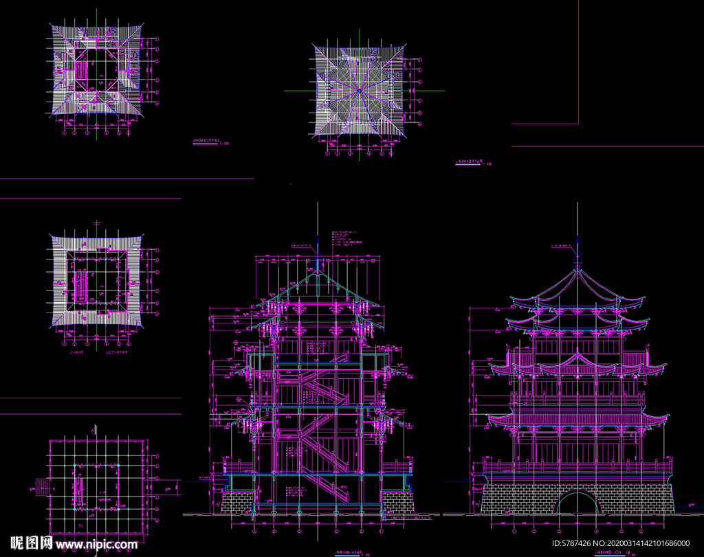 寺院建筑结构图纸