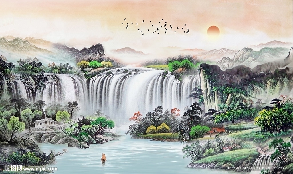 水墨山水背景墙