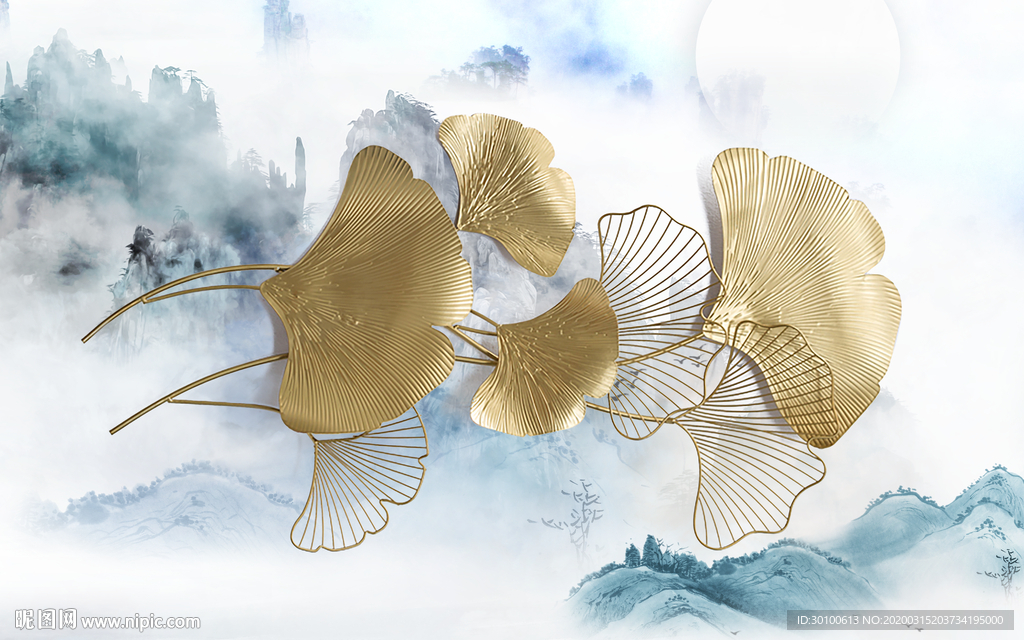 高档金叶新背景墙 TIF分层