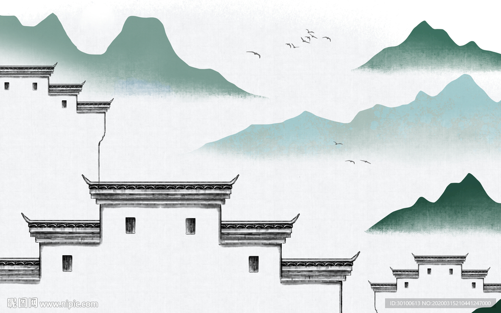 高清徽派背景墙 TIF分层