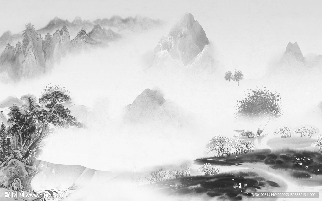 酒店新意境山水画 TIF分层