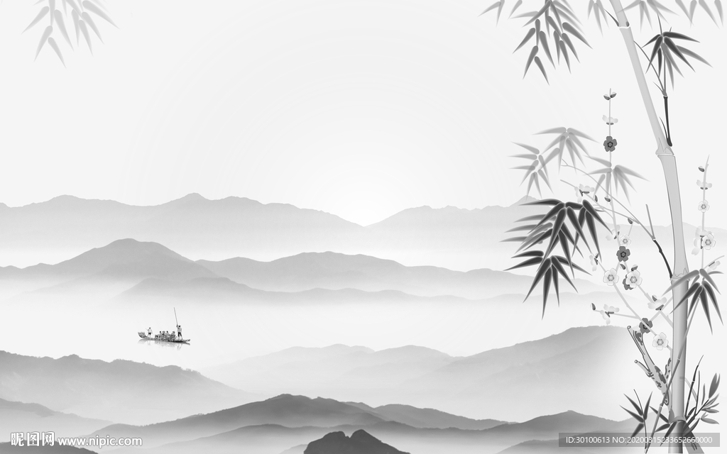 竹子新意境山水画 TIF分层