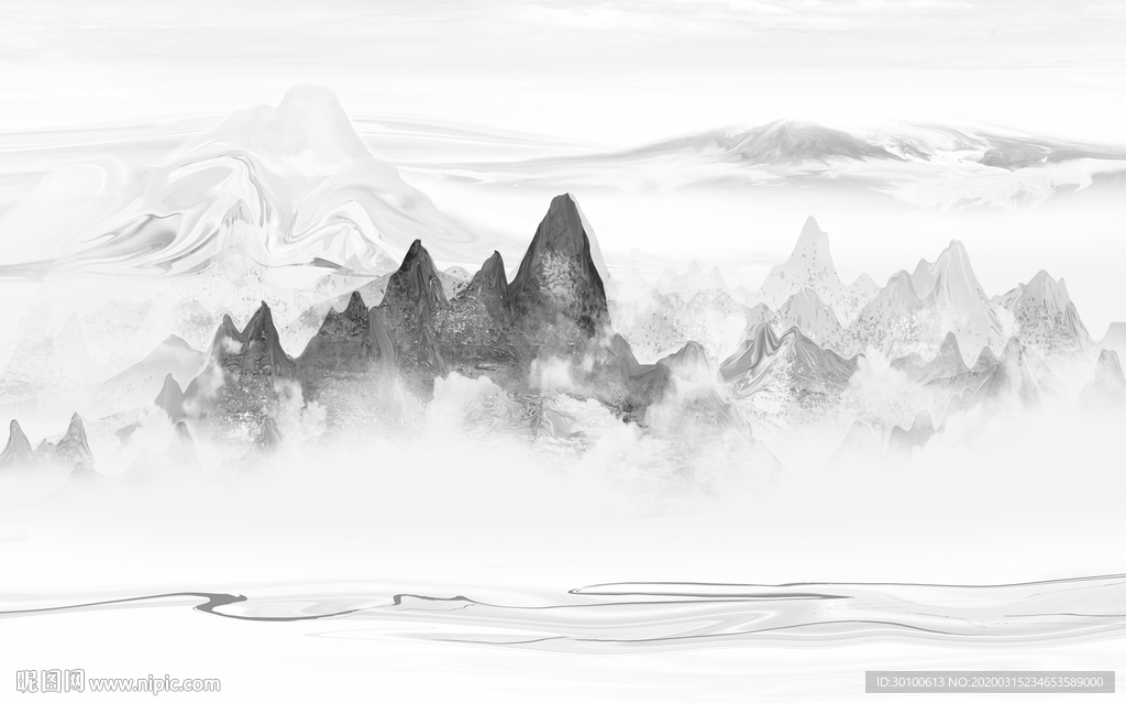 大厅新意境山水画 TIF分层