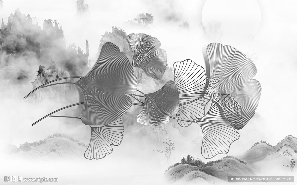 新款新意境山水画 TIF分层