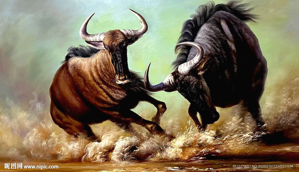 双牛图油画