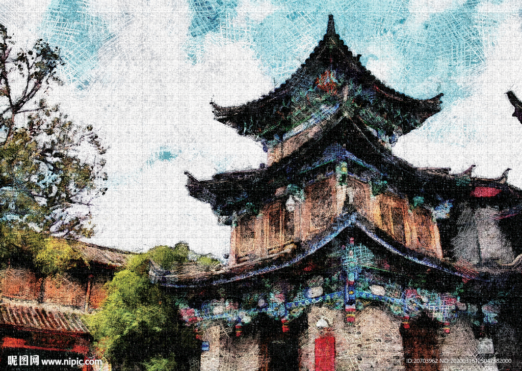 古镇油画