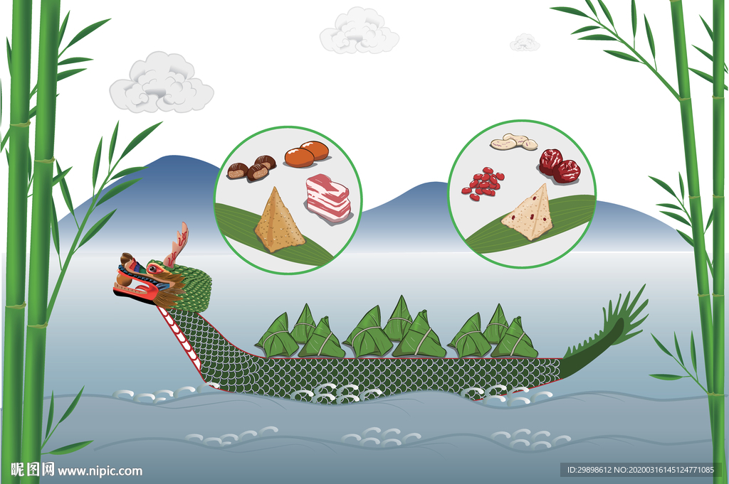 端午节竹子竹叶龙舟粽子