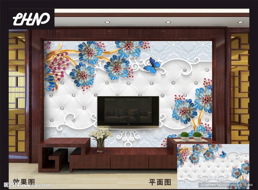 3D电视客厅背景墙