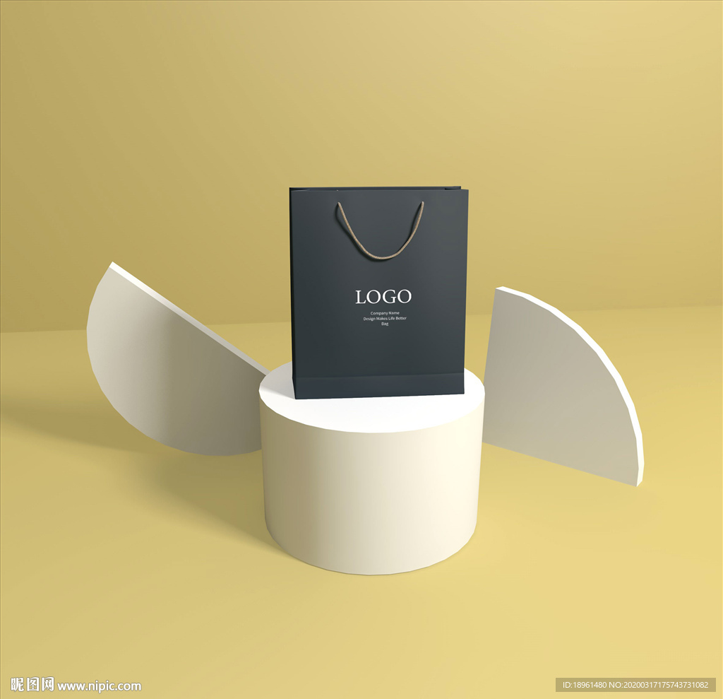 黑色手提袋效果图图片