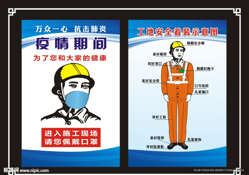 工地安全着装示意图