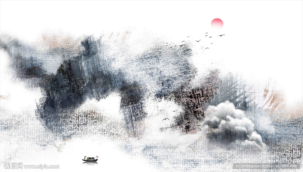 布纹装饰山水画