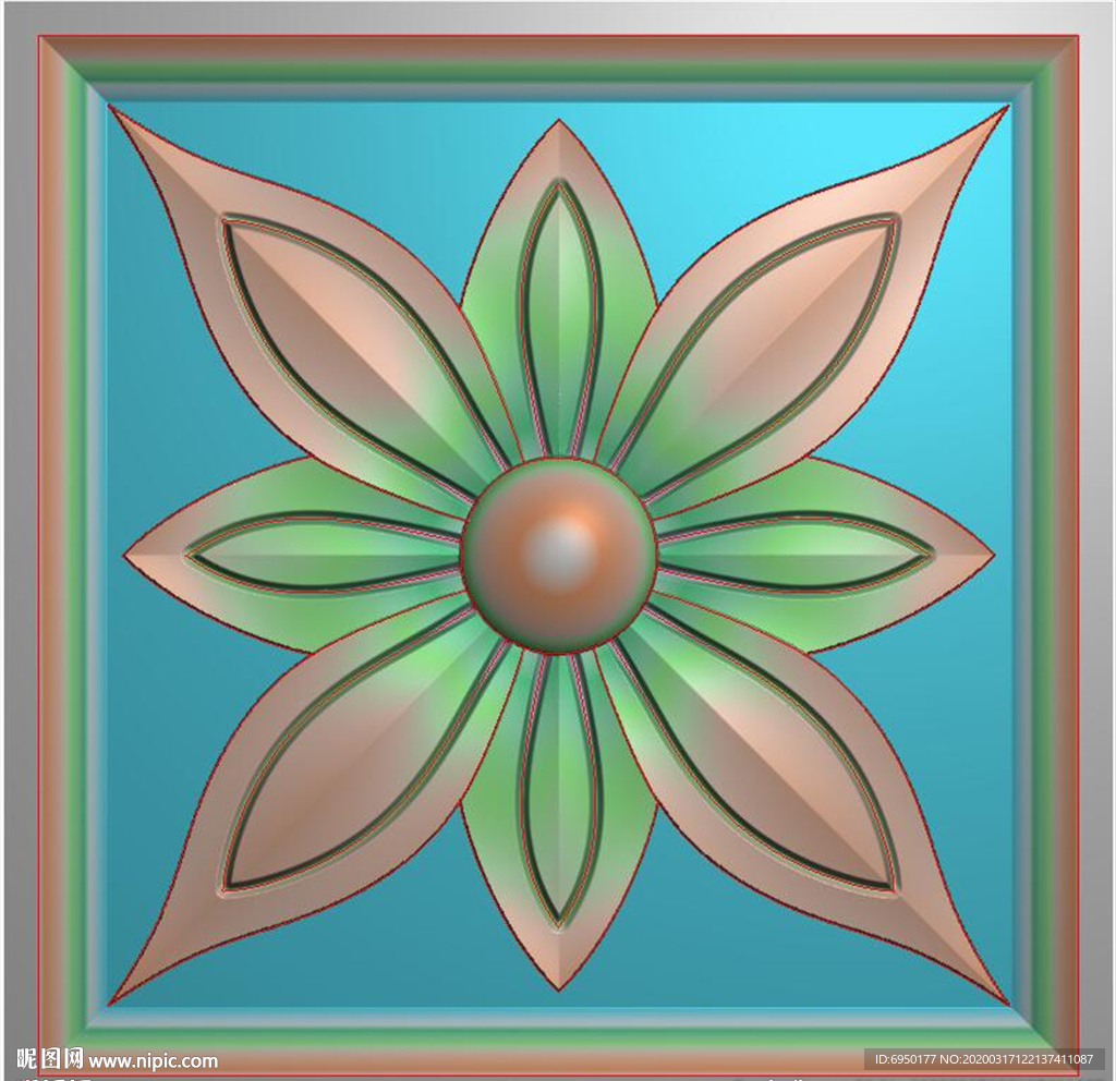 正方形洋花贴花门花精雕图浮雕图
