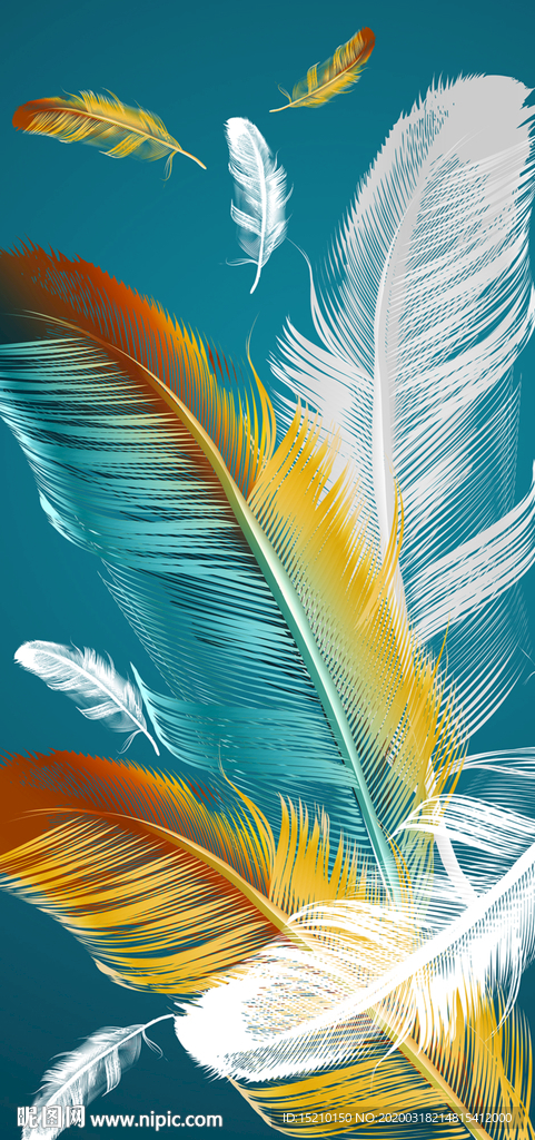 金色羽毛玄关背景墙