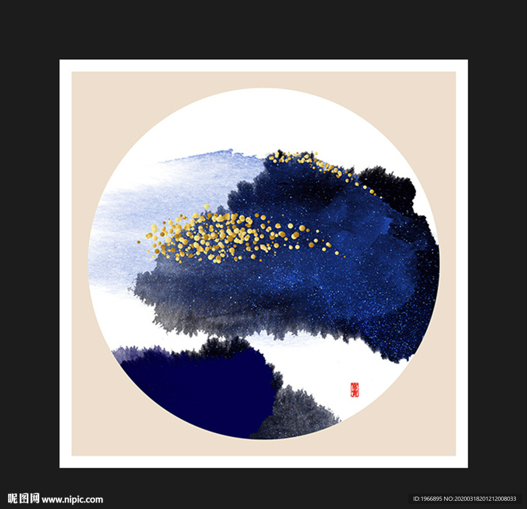 新中式水墨装饰画 抽象山水