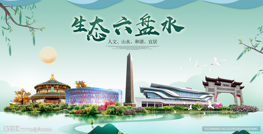 六盘水卫生态宜居绿色城市海报广