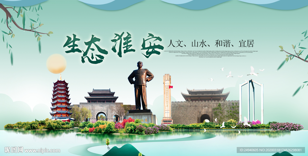 淮安卫生态宜居绿色城市海报广告